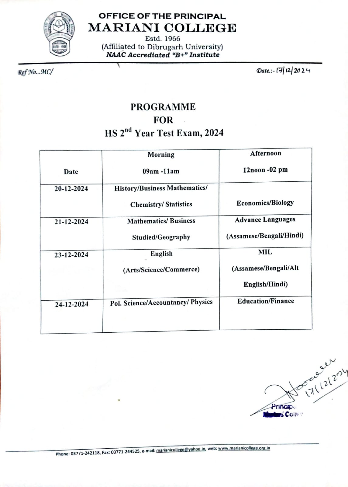 time table